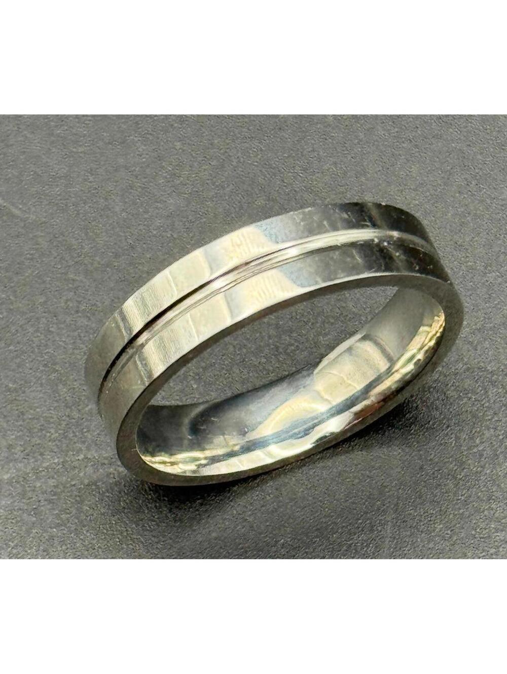 Men's Silver Stainless Steel Wedding Band - Size 11.5